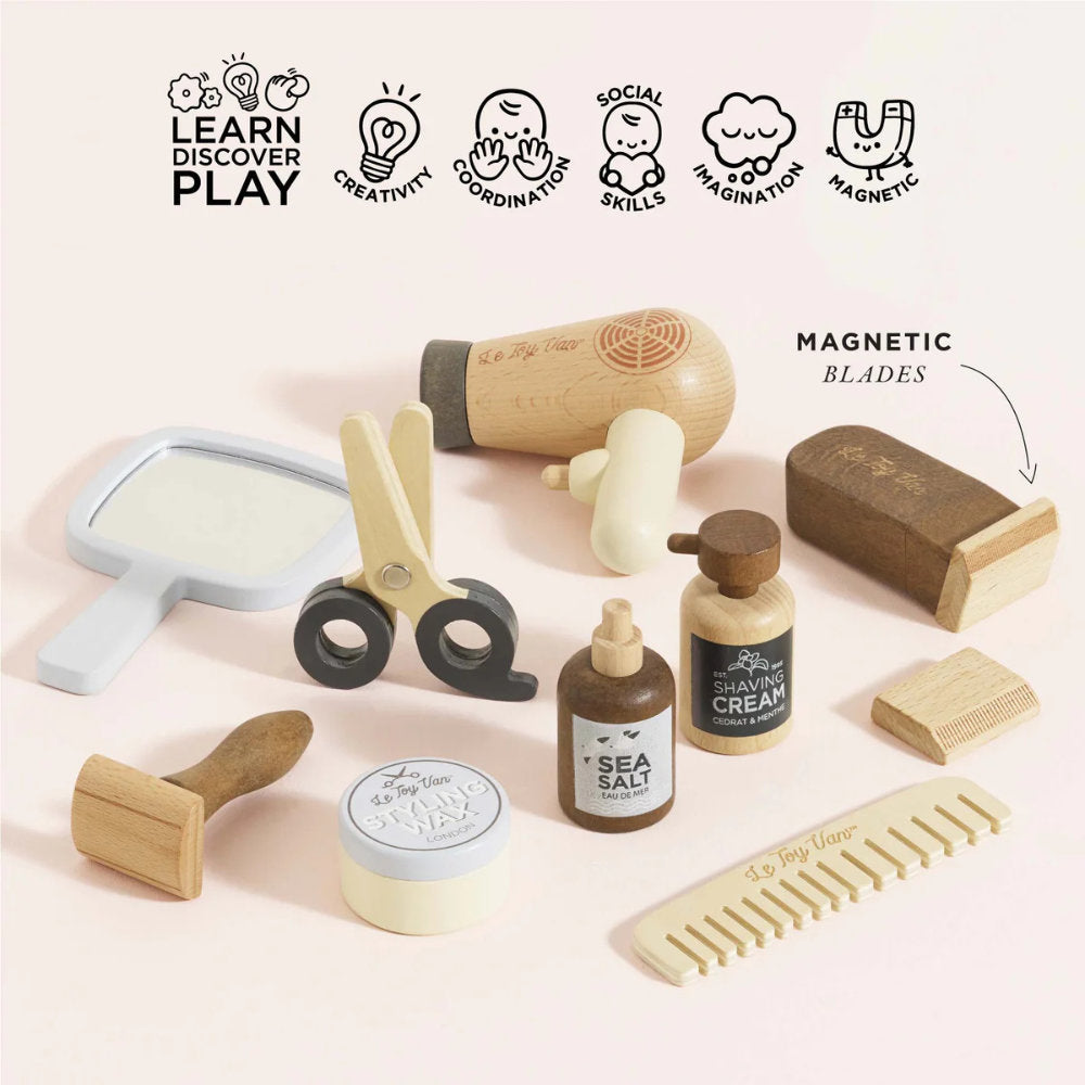 Le Toy Van – Wooden Hairdresser and Barber Kit – 12pcs