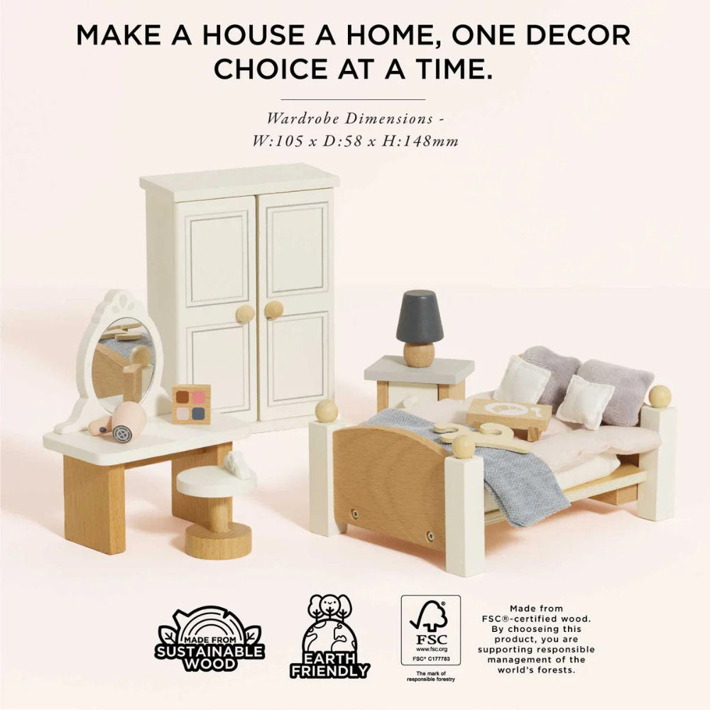 Le Toy Van – Dolls House Furniture: Bedroom – 19pcs
