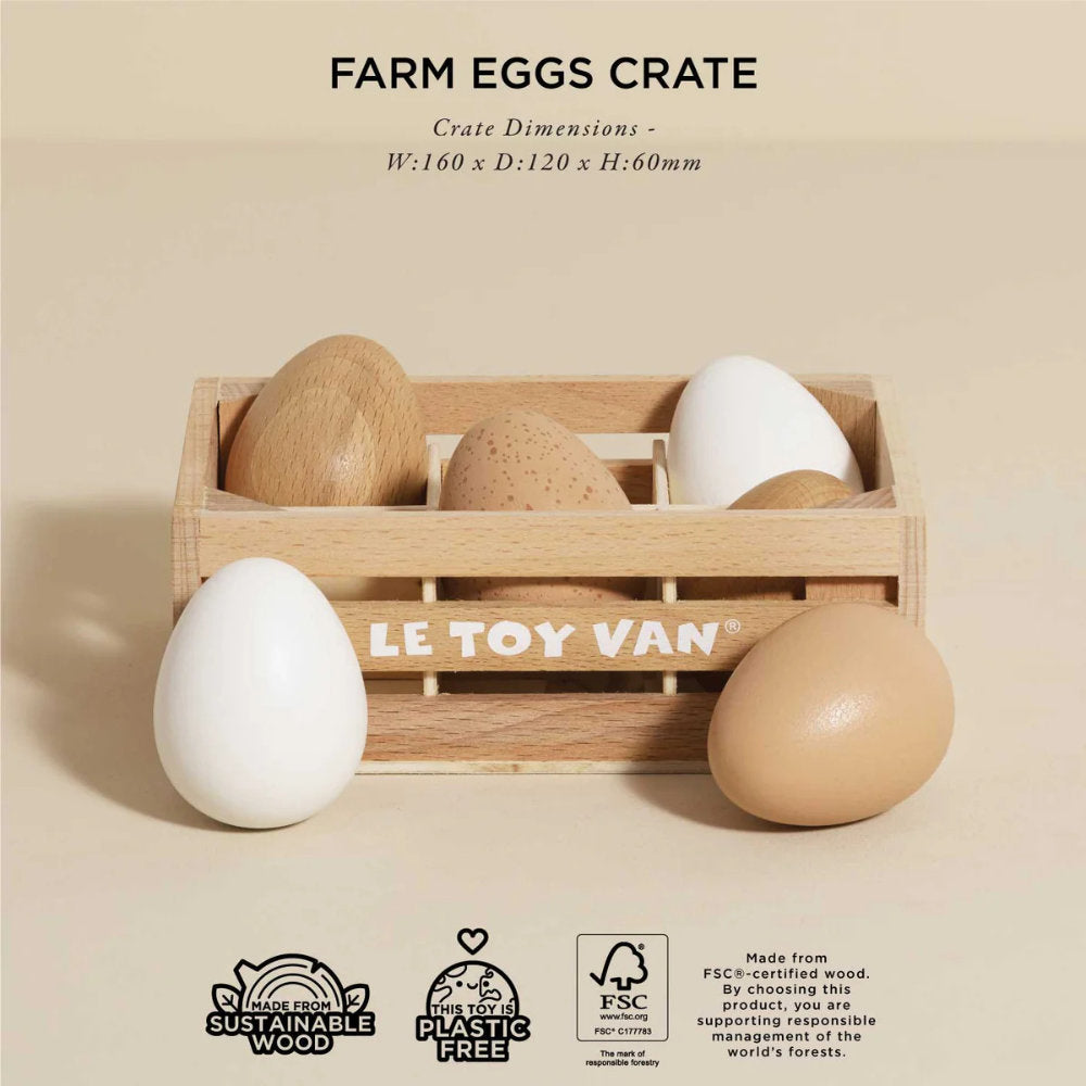 Le Toy Van – Wooden Farm Eggs Food Crate – 7pcs