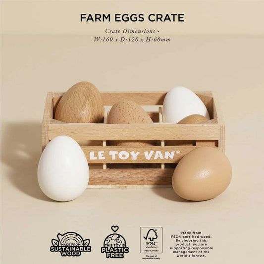 Le Toy Van – Wooden Farm Eggs Food Crate – 7pcs