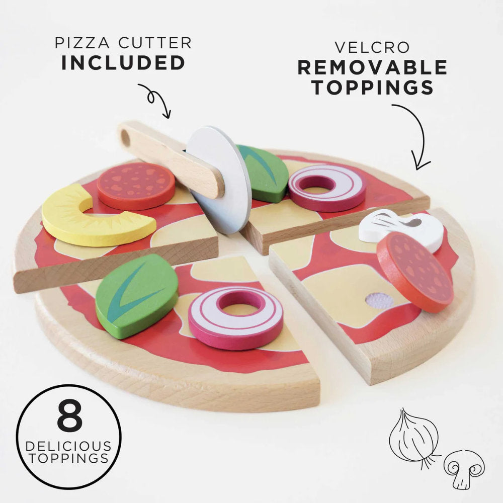 Le Toy Van – Wooden Pizza & Toppings with Slice Cutter – 13pcs