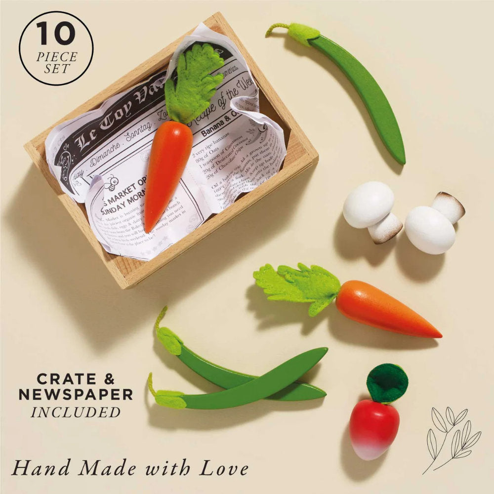 Le Toy Van – Wooden Harvest Vegetables Food Crate – 10pcs