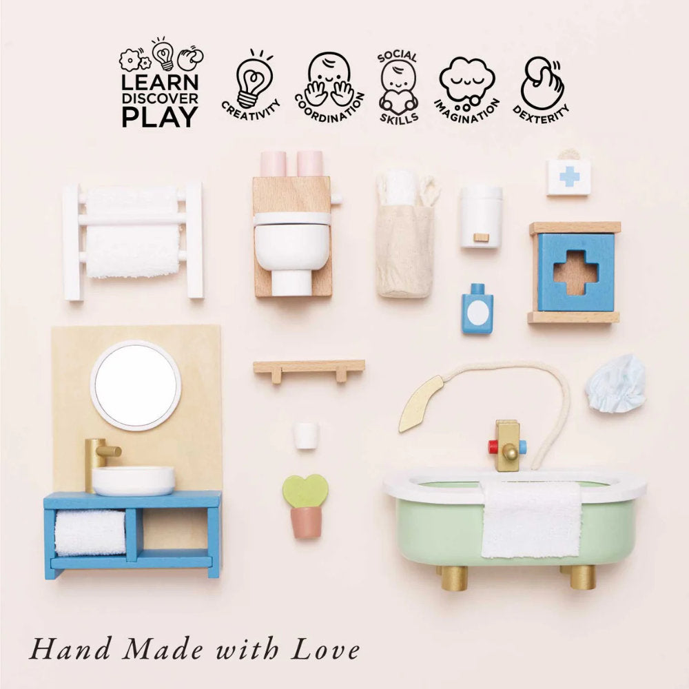 Le Toy Van – Dolls House Furniture: Bathroom – 19pcs