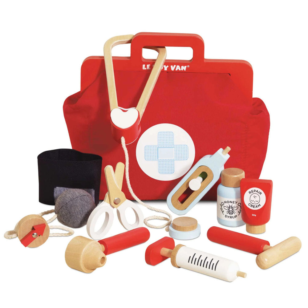Le Toy Van – Pretend & Play – Wooden Vintage Doctor Roleplay Kit – 10pcs