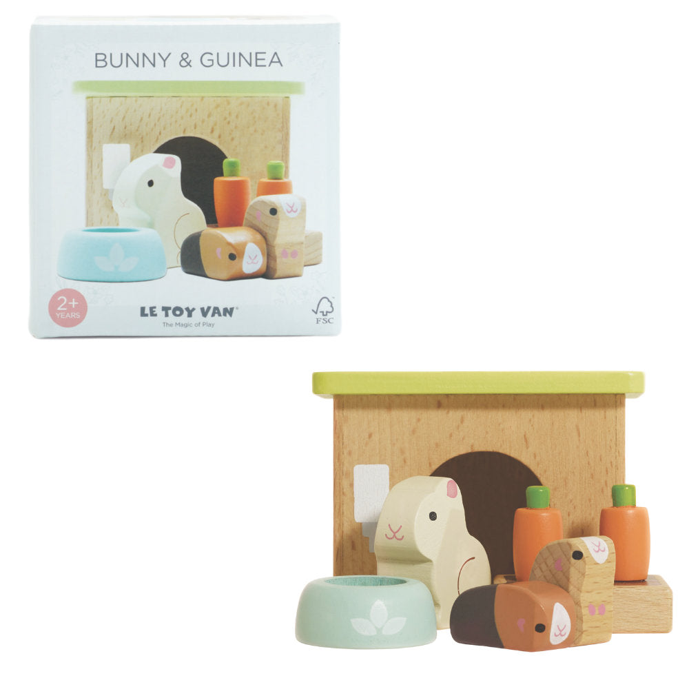 Le Toy Van – Dolls House Furniture: Bunny & Guinea Pet Animal Set – 5pcs