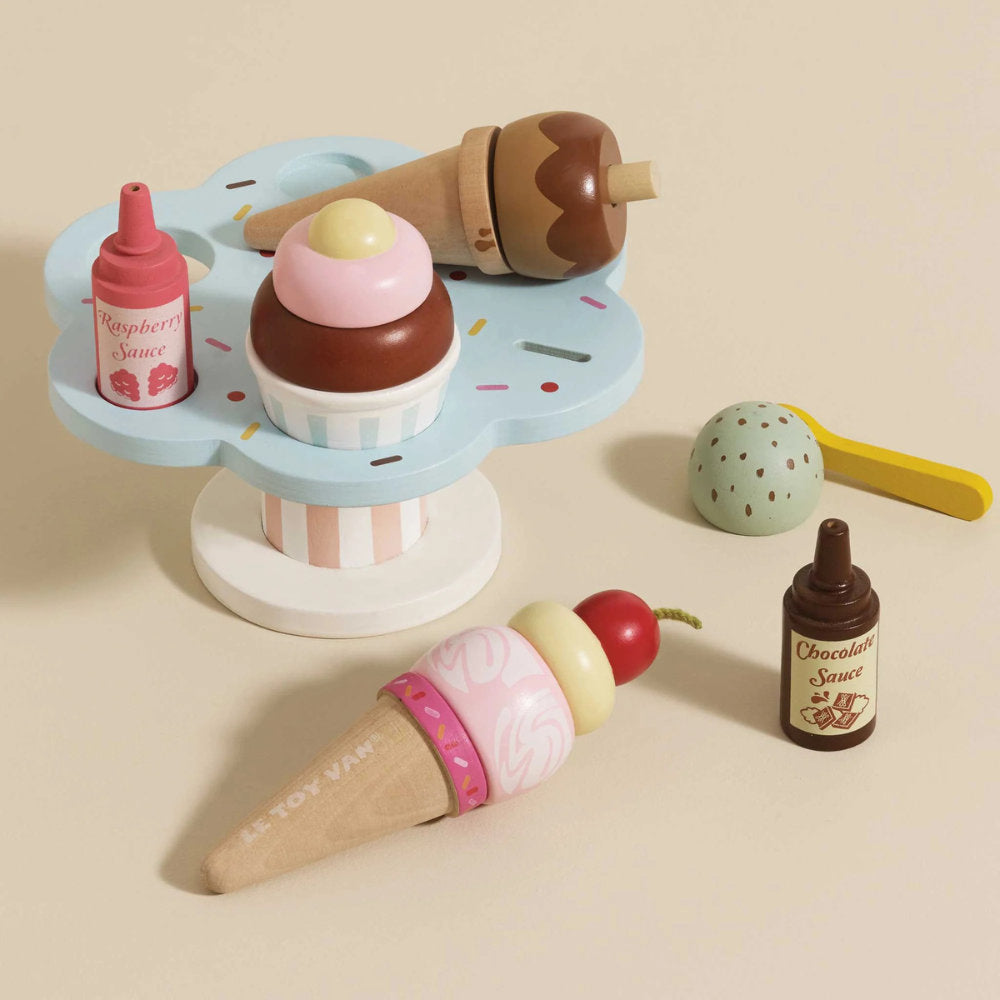 Le Toy Van – Wooden Ice Cream Stand & Toppings – 12pcs