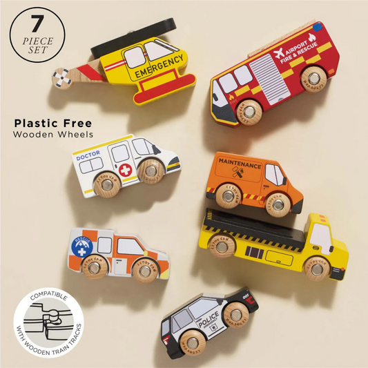 Le Toy Van – Wooden Emergency Helicopter & Rescue Toy Cars
