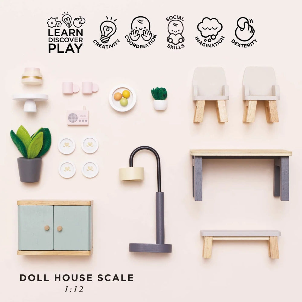 Le Toy Van – Dolls House Furniture: Dining Room Set – 18pcs