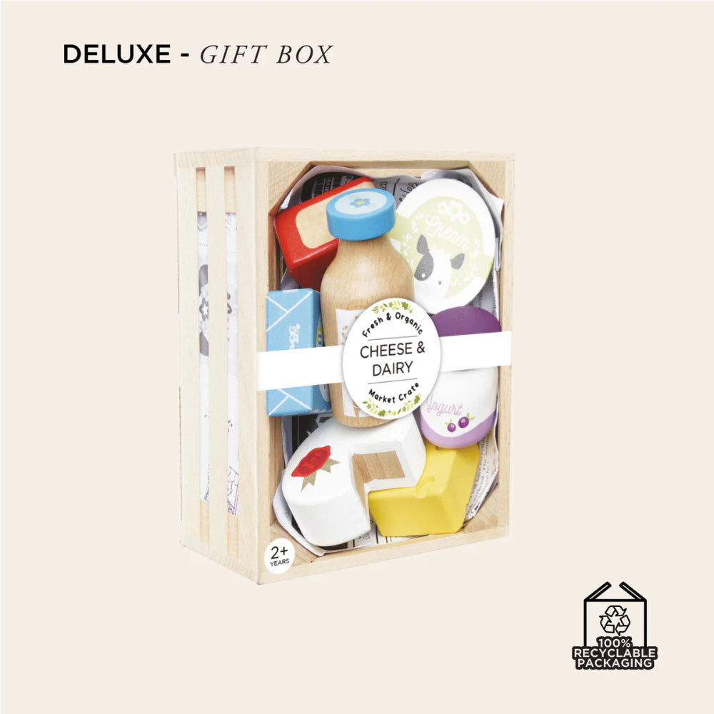 Le Toy Van – Wooden Cheese & Dairy Food Crate – 8pcs