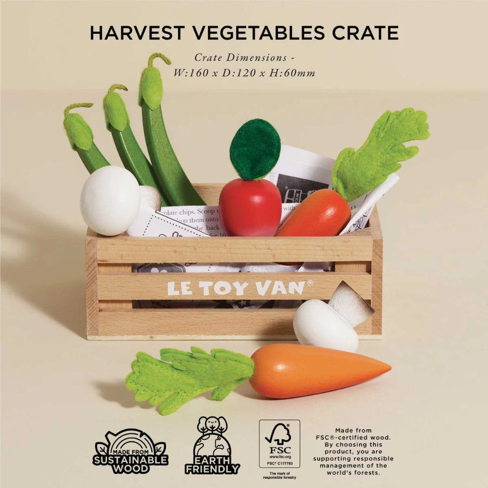 Le Toy Van – Wooden Harvest Vegetables Food Crate – 10pcs