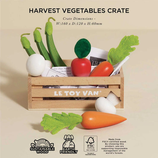 Le Toy Van – Wooden Harvest Vegetables Food Crate – 10pcs