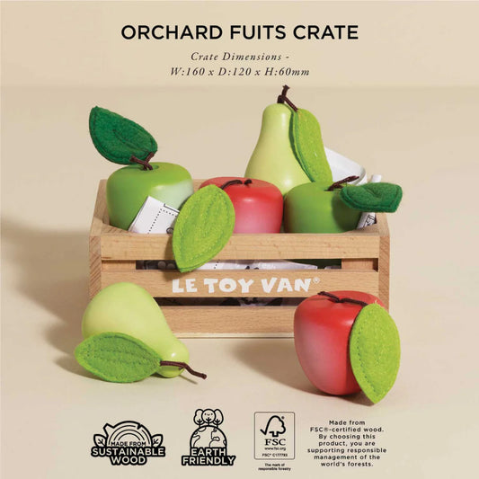 Le Toy Van – Wooden Orchard Fruits Food Crate – 8pcs