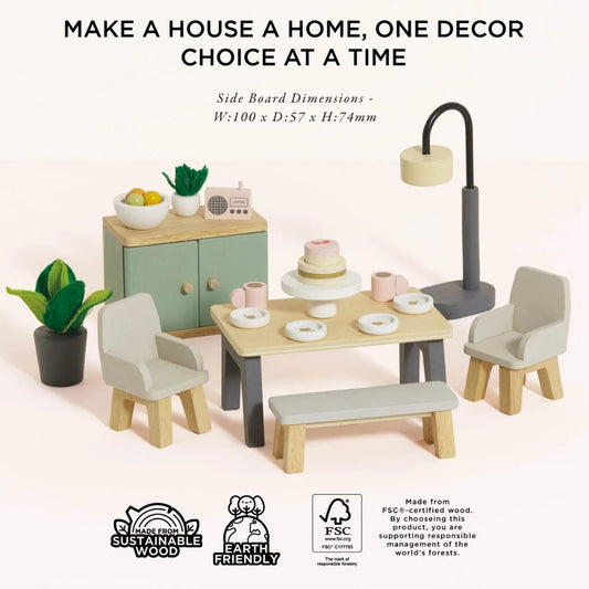 Le Toy Van – Dolls House Furniture: Dining Room Set – 18pcs