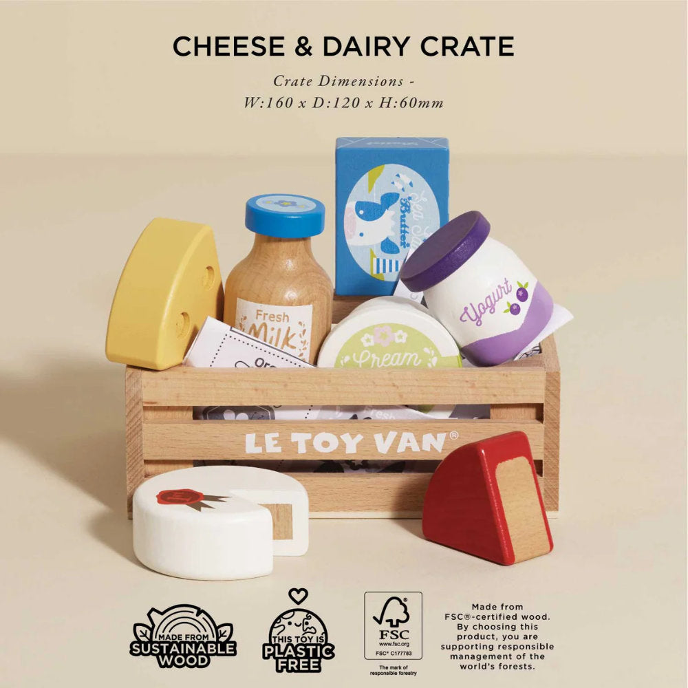 Le Toy Van – Wooden Cheese & Dairy Food Crate – 8pcs