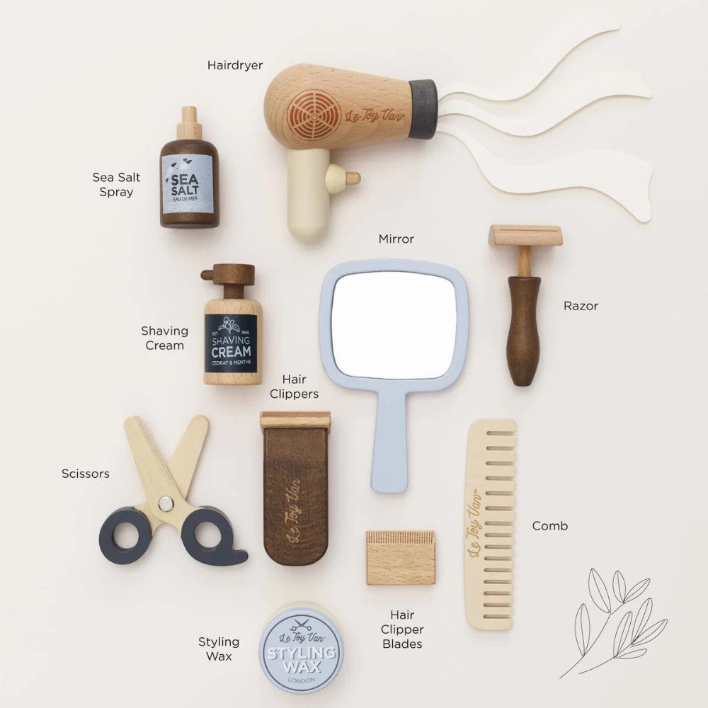 Le Toy Van – Wooden Hairdresser and Barber Kit – 12pcs