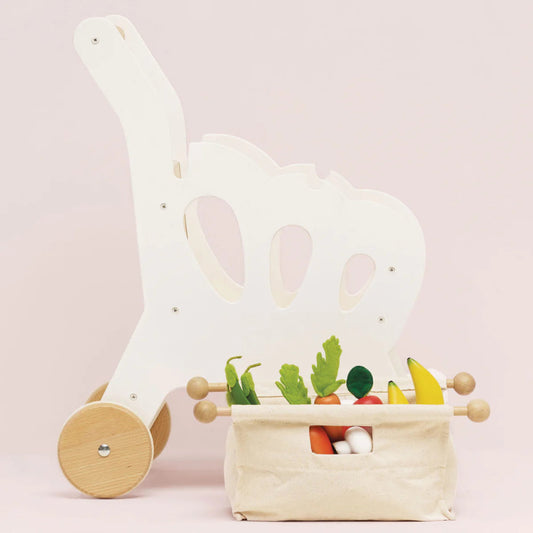Le Toy Van – Wooden Shopping Grocery Trolley & Bag