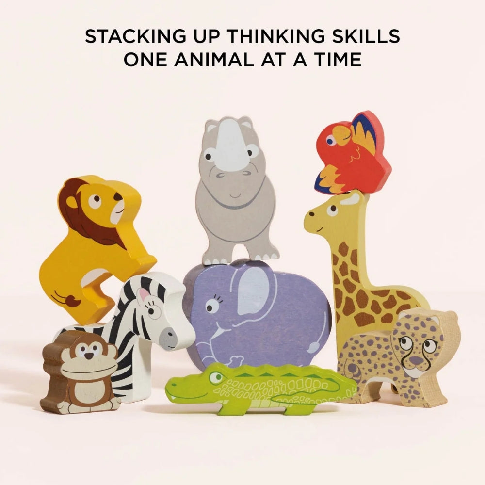 Le Toy Van – Wooden Stacking African Animals & Bag – 10pcs