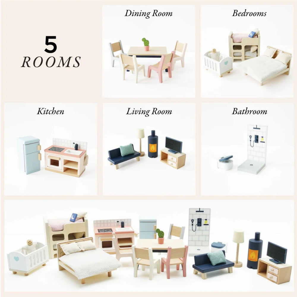 Le Toy Van – Dolls House Furniture: Child’s Bedroom – 24pcs