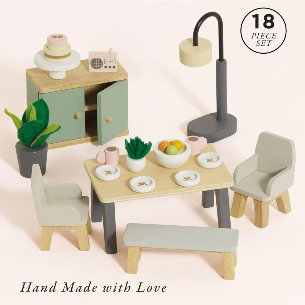 Le Toy Van – Dolls House Furniture: Dining Room Set – 18pcs