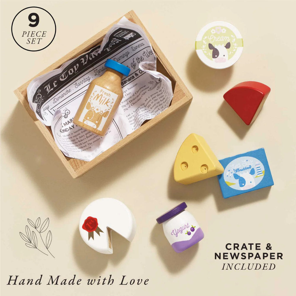 Le Toy Van – Wooden Cheese & Dairy Food Crate – 8pcs